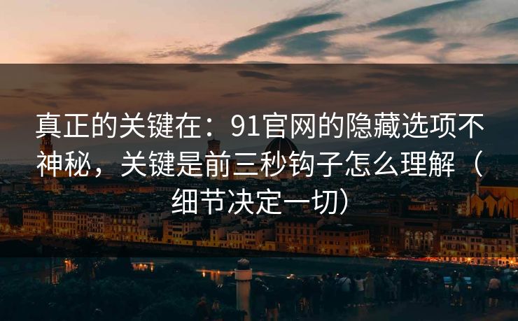 真正的关键在：91官网的隐藏选项不神秘，关键是前三秒钩子怎么理解（细节决定一切）